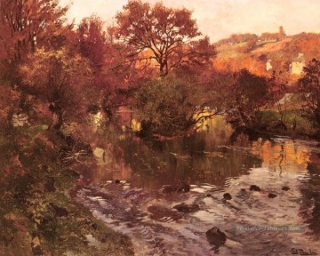 Golden Autumn Brittany impressionnisme Paysage norvégien Frits Thaulow river Peinture à l'huile